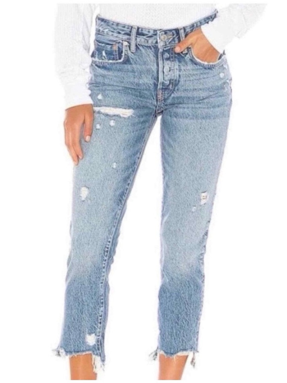 We The Free BY Free People Light Blue Distressed women  Jeans Size 25